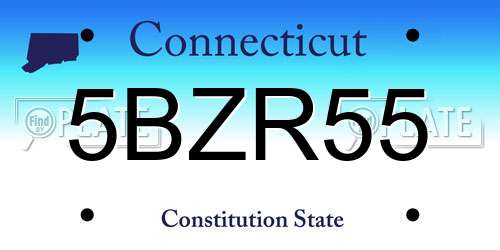 5BZR55 Connecticut License Plate