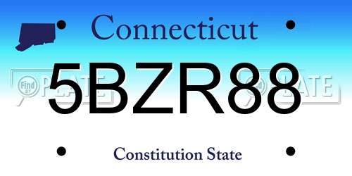 5BZR88 Connecticut License Plate