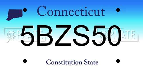 5BZS50 Connecticut License Plate