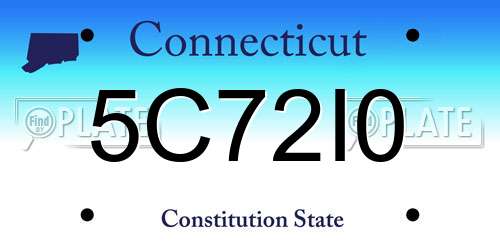 5C72I0 Connecticut License Plate