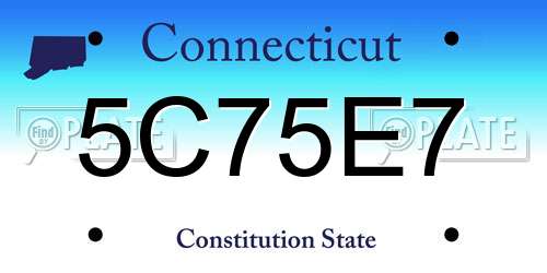 5C75E7 Connecticut License Plate