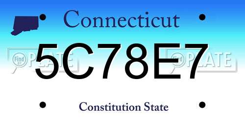 5C78E7 Connecticut License Plate