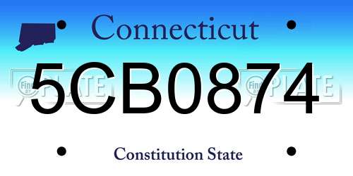 5CB0874 Connecticut License Plate