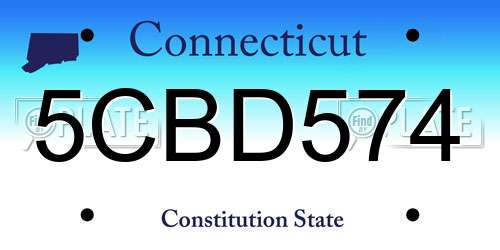 5CBD574 Connecticut License Plate