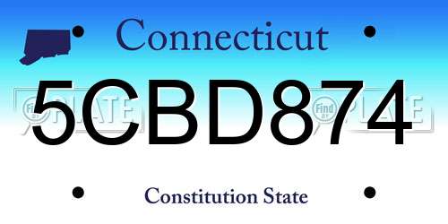 5CBD874 Connecticut License Plate