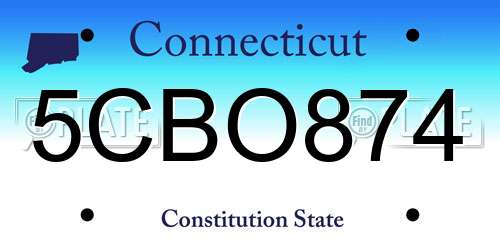 5CBO874 Connecticut License Plate