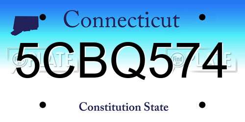 5CBQ574 Connecticut License Plate