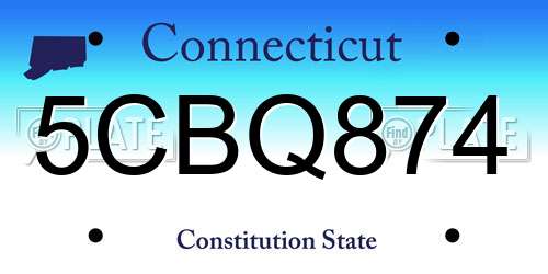 5CBQ874 Connecticut License Plate