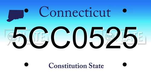 5CC0525 Connecticut License Plate