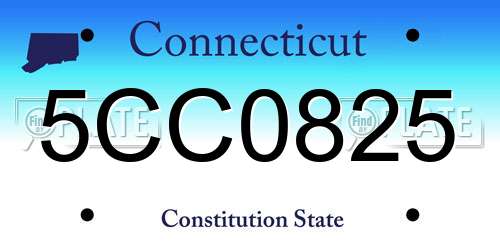 5CC0825 Connecticut License Plate