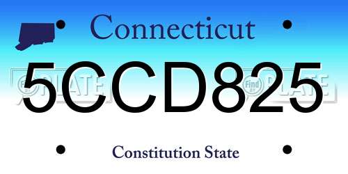 5CCD825 Connecticut License Plate