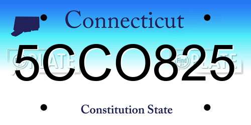 5CCO825 Connecticut License Plate