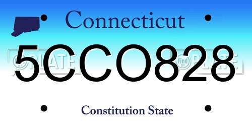 5CCO828 Connecticut License Plate