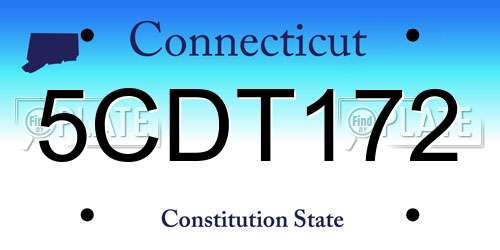 5CDT172 Connecticut License Plate