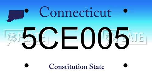 5CE005 Connecticut License Plate