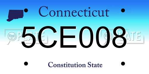 5CE008 Connecticut License Plate