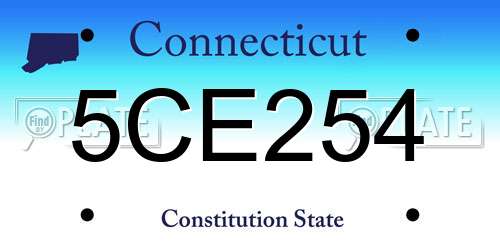 5CE254 Connecticut License Plate