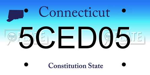 5CED05 Connecticut License Plate