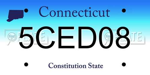 5CED08 Connecticut License Plate