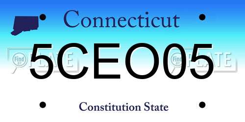 5CEO05 Connecticut License Plate