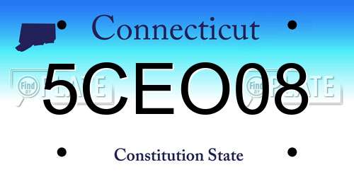 5CEO08 Connecticut License Plate