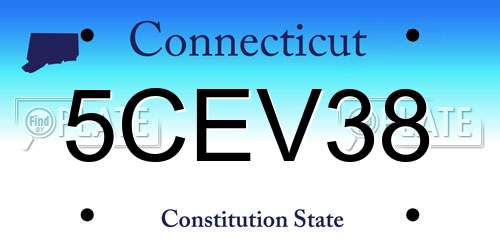 5CEV38 Connecticut License Plate