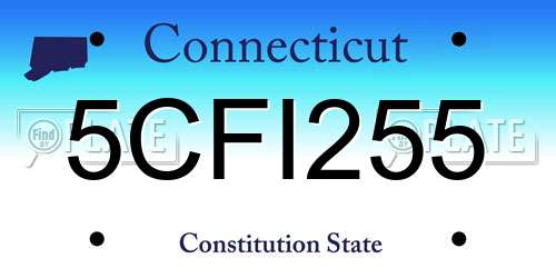 5CFI255 Connecticut License Plate