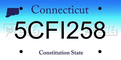5CFI258 Connecticut License Plate
