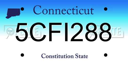 5CFI288 Connecticut License Plate