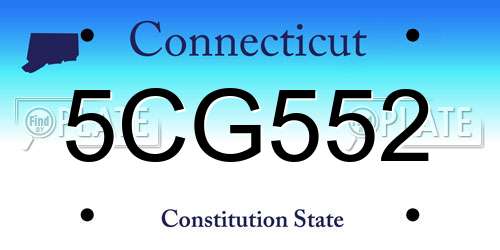 5CG552 Connecticut License Plate