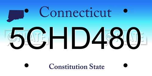 5CHD480 Connecticut License Plate