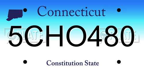 5CHO480 Connecticut License Plate