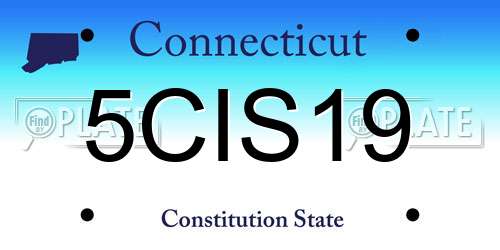 5CIS19 Connecticut License Plate