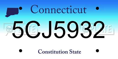 5CJ5932 Connecticut License Plate