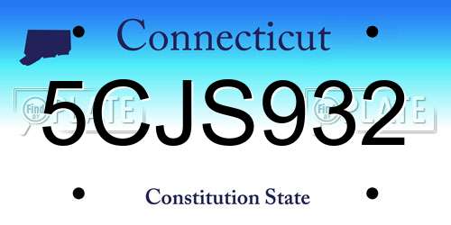 5CJS932 Connecticut License Plate