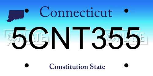 5CNT355 Connecticut License Plate