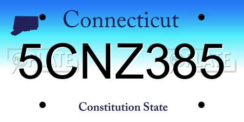 5CNZ385 Connecticut License Plate
