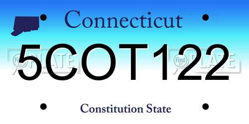 5COT122 Connecticut License Plate