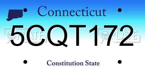 5CQT172 Connecticut License Plate
