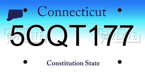 5CQT177 Connecticut License Plate
