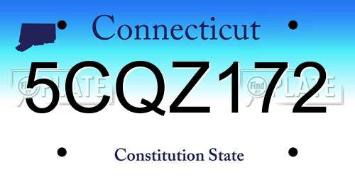 5CQZ172 Connecticut License Plate