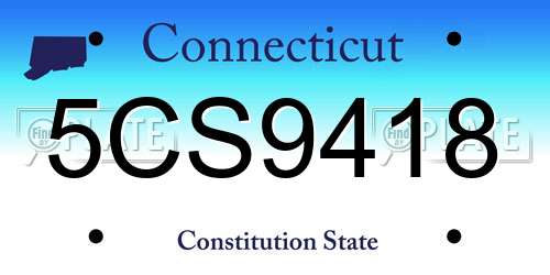 5CS9418 Connecticut License Plate