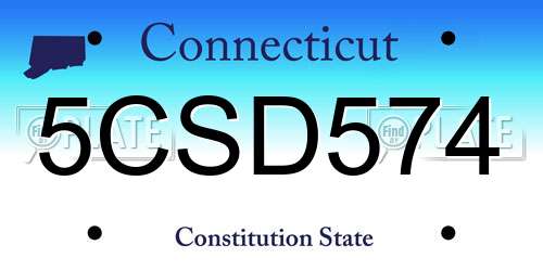 5CSD574 Connecticut License Plate