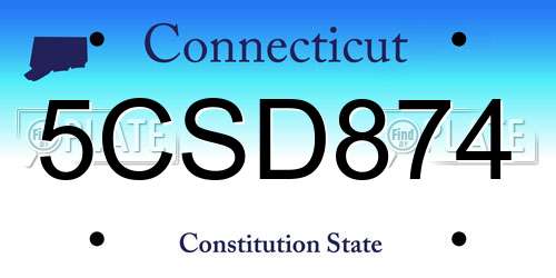 5CSD874 Connecticut License Plate