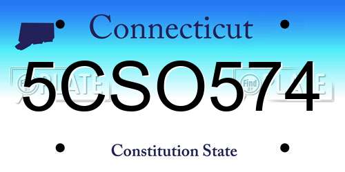 5CSO574 Connecticut License Plate