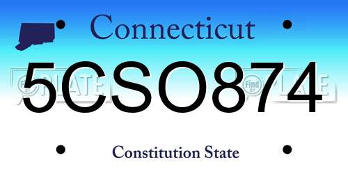 5CSO874 Connecticut License Plate