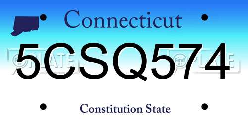 5CSQ574 Connecticut License Plate
