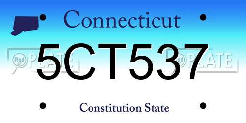 5CT537 Connecticut License Plate