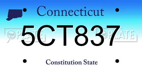 5CT837 Connecticut License Plate