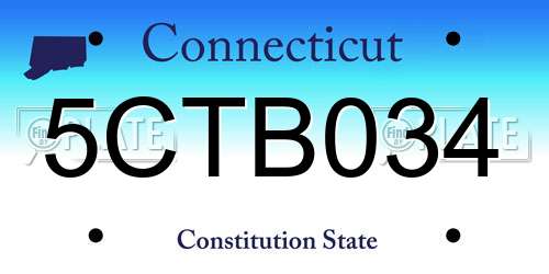5CTB034 Connecticut License Plate